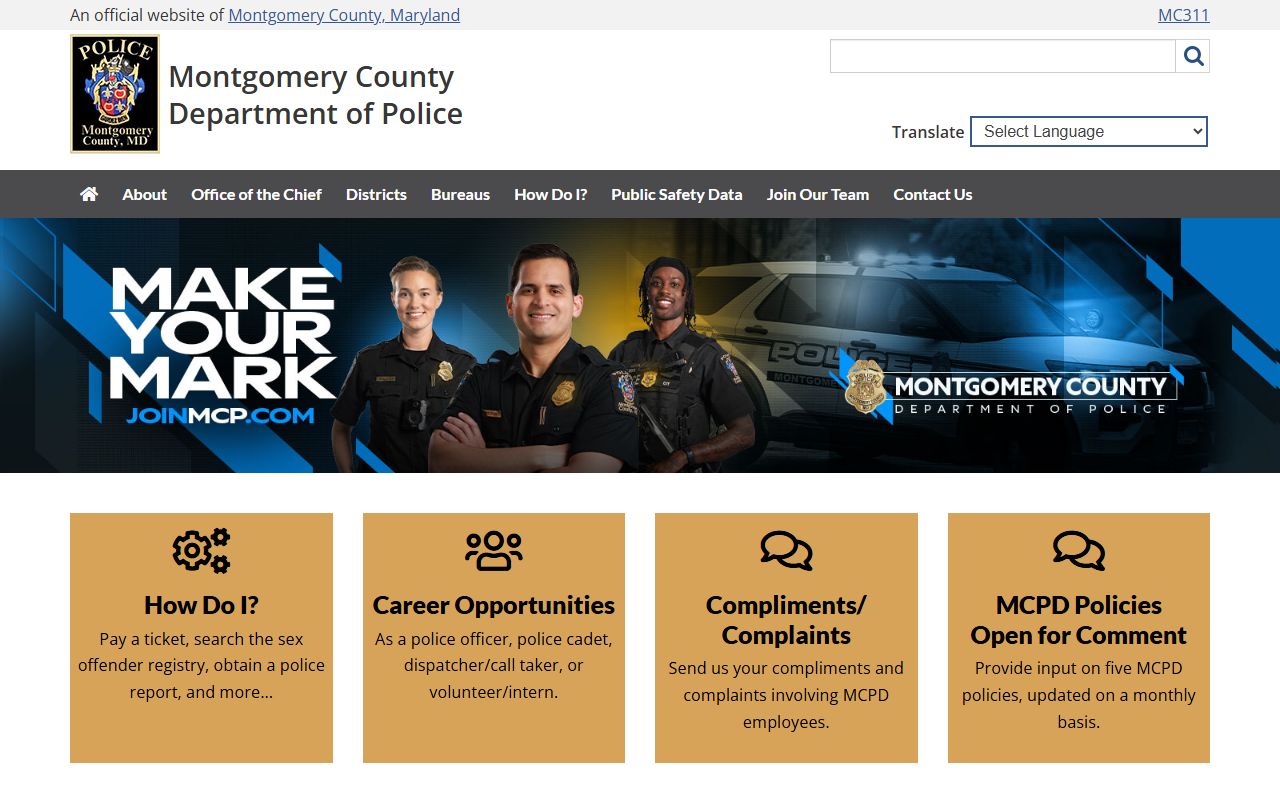 Montgomery County Police 5th District station serving Germantown booking reports