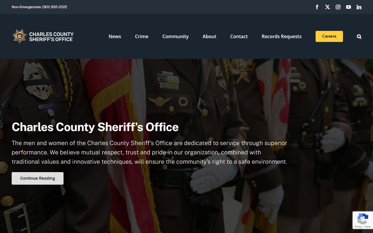 Charles County Sheriff's Office website for Waldorf booking reports